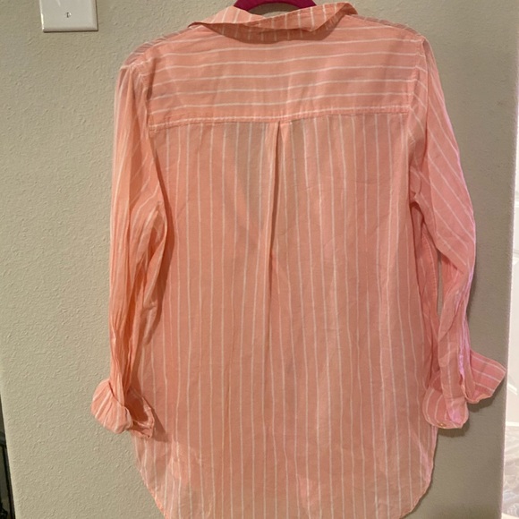 Pink stripes button down blouse-medium - Picture 4 of 5